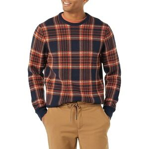 Goodthreads Men's Soft Cotton Navy Plaid(MULTICOLOR) Crewneck Sweater Size XS